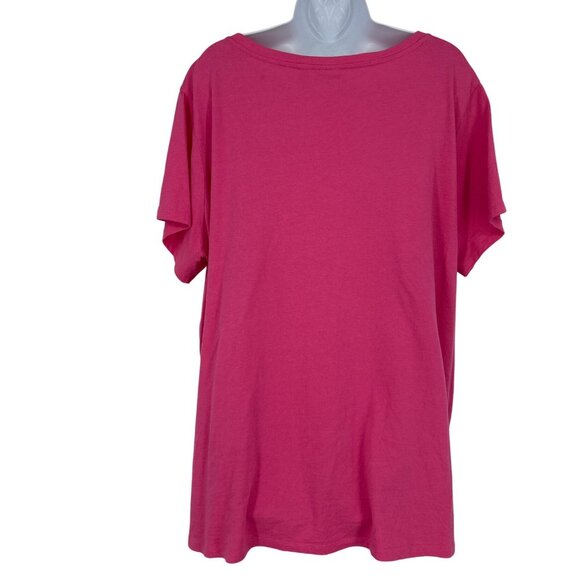 LOGO Lori Goldstein Womens Pink Scoop Neck Short Sleeve Top 2X - Picture 5 of 9